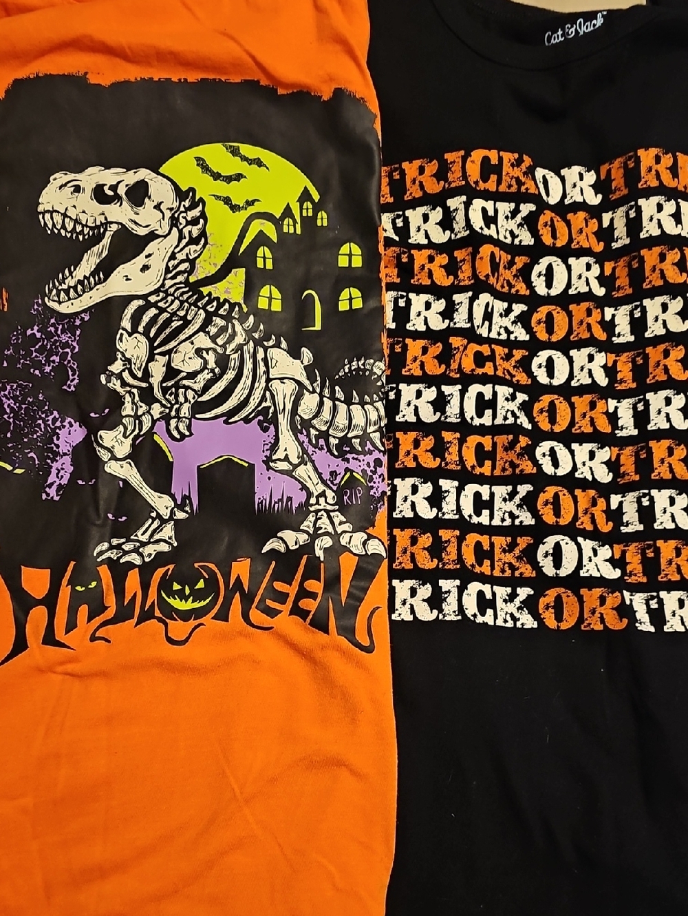 Boys Xl Lot 2 Halloween Graphic Tee Duo - Orange & Black